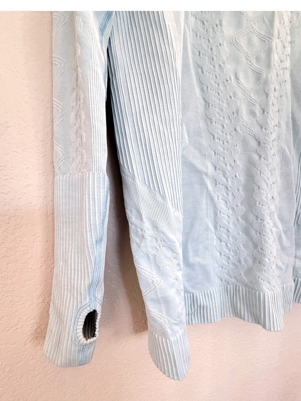 Lululemon Ebb to Street Long Sleeve Top Baby Blue Thumb Holes Seamless